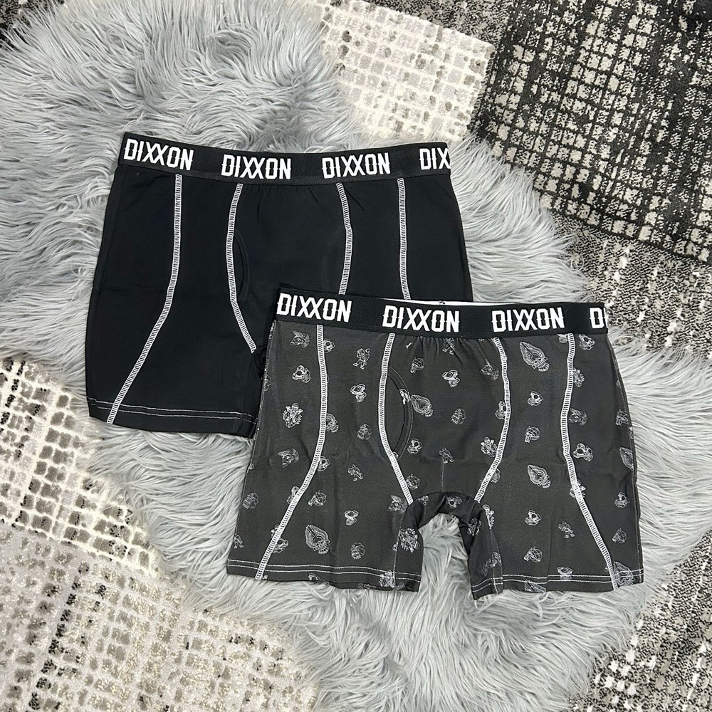 Dixxon Flannel Co Men's XL Premium Boxer Briefs Black & Charcoal Motorcycle 2pk